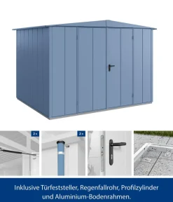 Hörmann Berry-Gerätehaus Modern-S Typ 3, ca. B323,6/H219,4/T247,7 cm Taubenblau Best