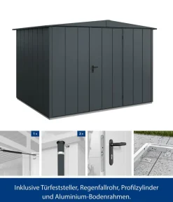Hörmann Berry-Gerätehaus Modern-S Typ 3, ca. B323,6/H219,4/T247,7 cm Anthrazit Clearance