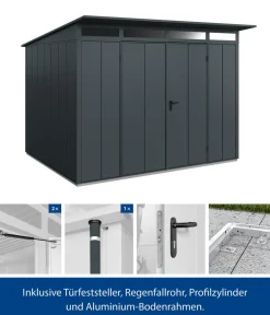 Hörmann Gartenhäuser & Gerätehäuser - Berry-Gerätehaus Modern-S Typ 3, ca. B323,6/H219,4/T247,7 cm Quarzgrau