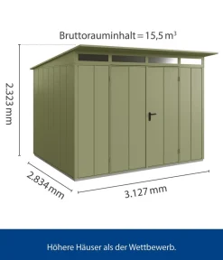 Hörmann Gartenhäuser & Gerätehäuser - Berry-Gerätehaus Modern-S Typ 3, ca. B323,6/H219,4/T247,7 cm Anthrazit