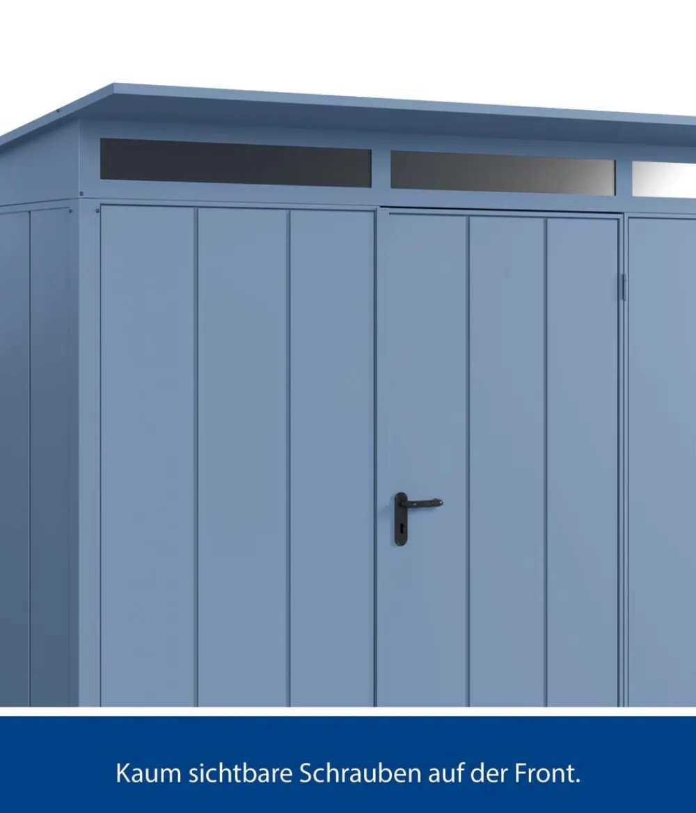 Hörmann Gartenhäuser & Gerätehäuser - Berry-Gerätehaus Modern-P Typ 3, ca. B312,7/H232,3/T283,4 cm Taubenblau