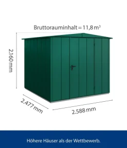 Hörmann Gartenhäuser & Gerätehäuser - Berry-Gerätehaus Modern-S Typ 2, ca. B258,8/H216/T247,7 cm Moosgrün
