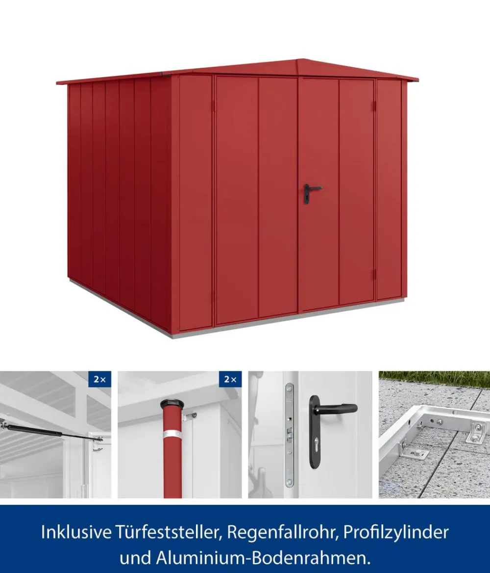 Hörmann Berry-Gerätehaus Modern-S Typ 2, ca. B258,8/H216/T247,7 cm Purpurrot New