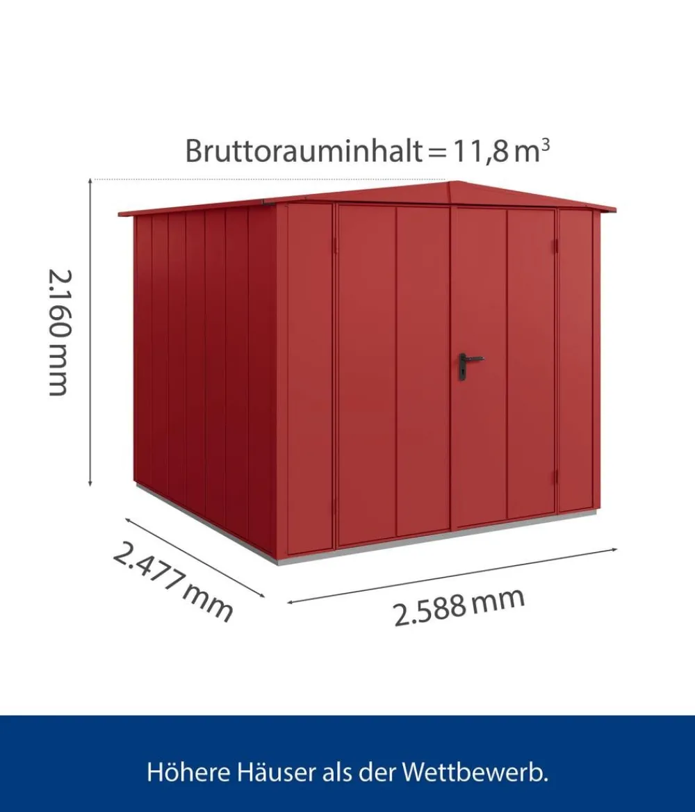 Hörmann Berry-Gerätehaus Modern-S Typ 2, ca. B258,8/H216/T247,7 cm Purpurrot New