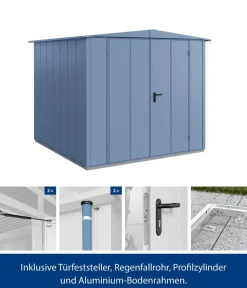 Hörmann Berry-Gerätehaus Modern-S Typ 2, ca. B258,8/H216/T247,7 cm Taubenblau Outlet