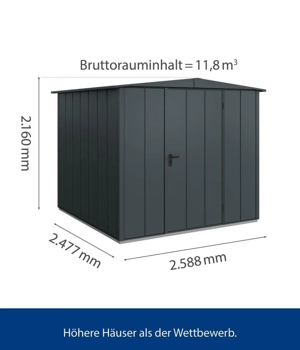 Hörmann Berry-Gerätehaus Modern-S Typ 2, ca. B258,8/H216/T247,7 cm Anthrazit Best
