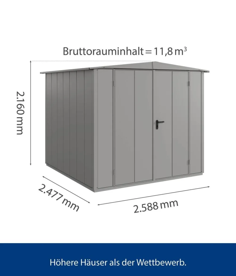 Hörmann Berry-Gerätehaus Modern-S Typ 2, ca. B258,8/H216/T247,7 cm Graualuminium Discount