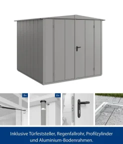 Hörmann Berry-Gerätehaus Modern-S Typ 2, ca. B258,8/H216/T247,7 cm Graualuminium Discount