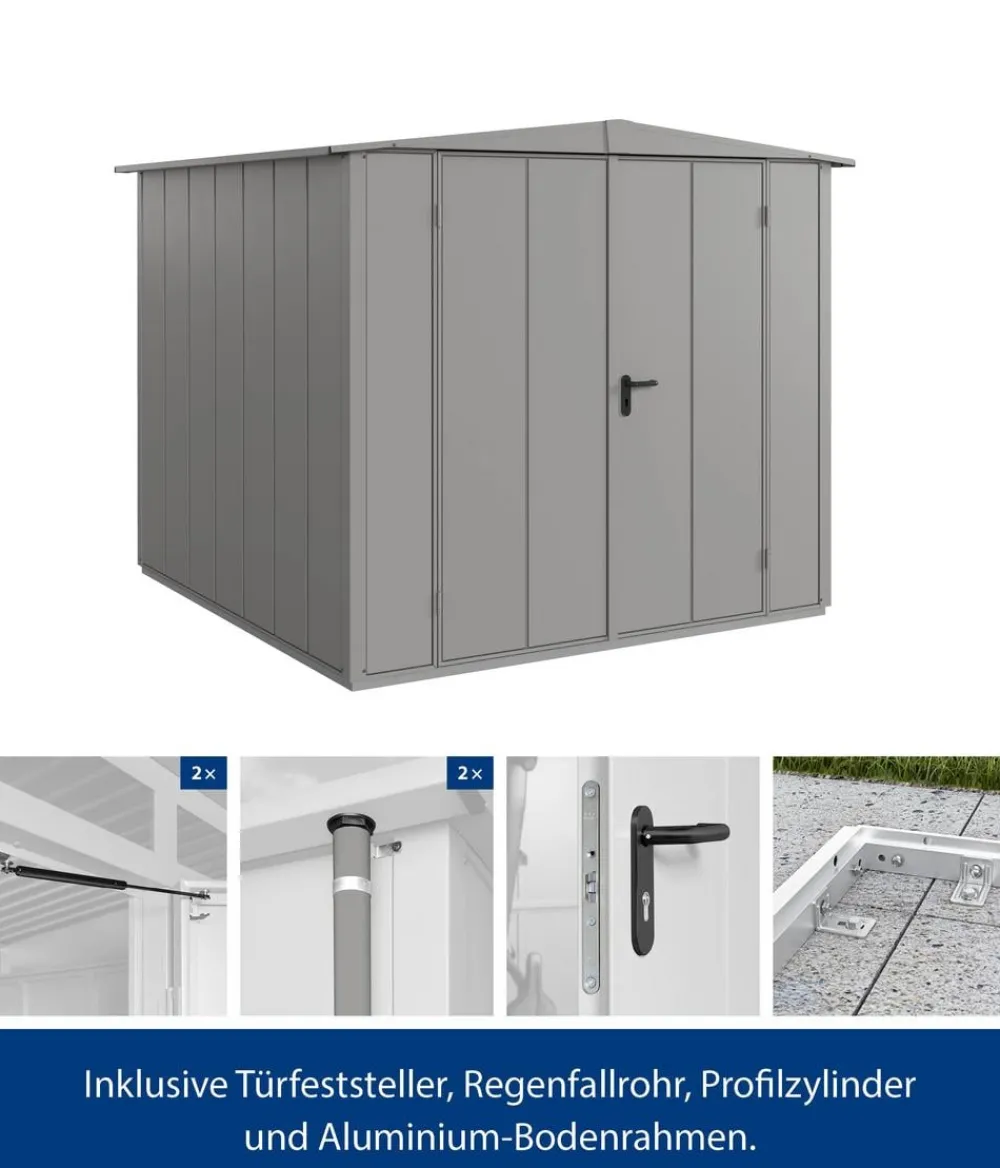 Hörmann Berry-Gerätehaus Modern-S Typ 2, ca. B258,8/H216/T247,7 cm Graualuminium Discount