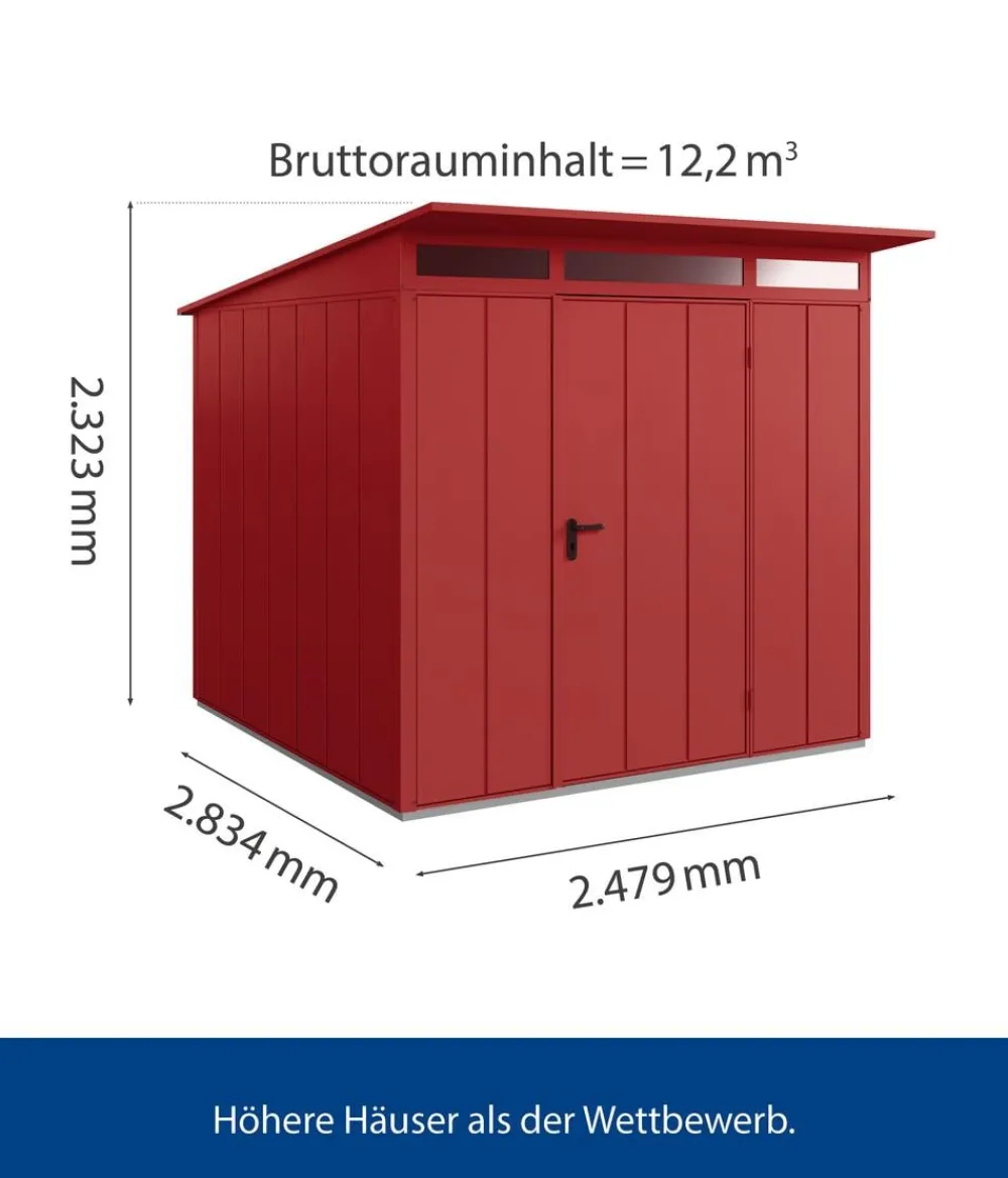Hörmann Gartenhäuser & Gerätehäuser - Berry-Gerätehaus Modern-P Typ 2, ca. B247,9/H232,3/T283,4 cm Purpurrot