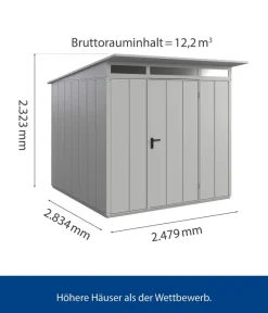 Hörmann Berry-Gerätehaus Modern-P Typ 2, ca. B247,9/H232,3/T283,4 cm Weißaluminium Best