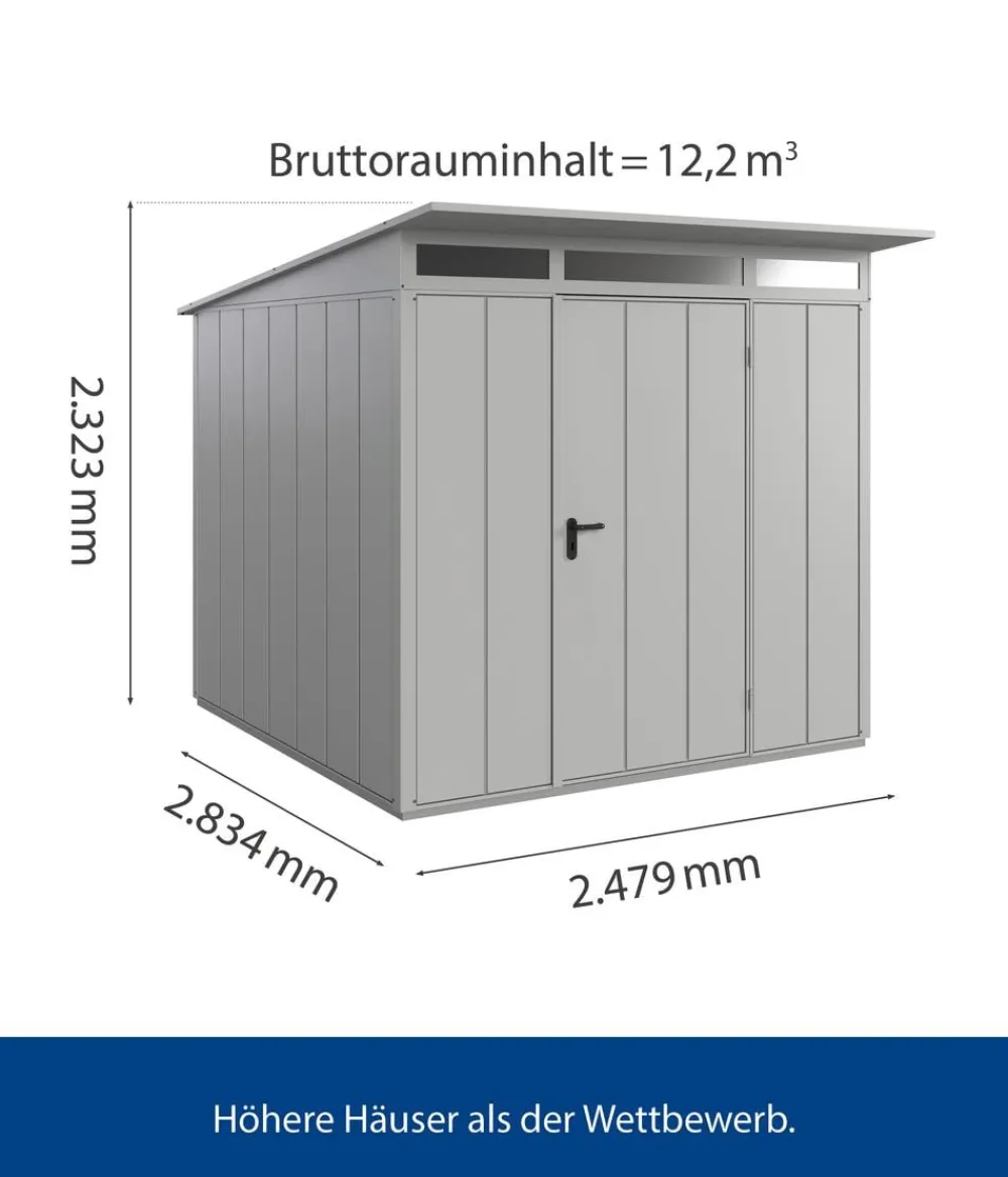 Hörmann Berry-Gerätehaus Modern-P Typ 2, ca. B247,9/H232,3/T283,4 cm Weißaluminium Best