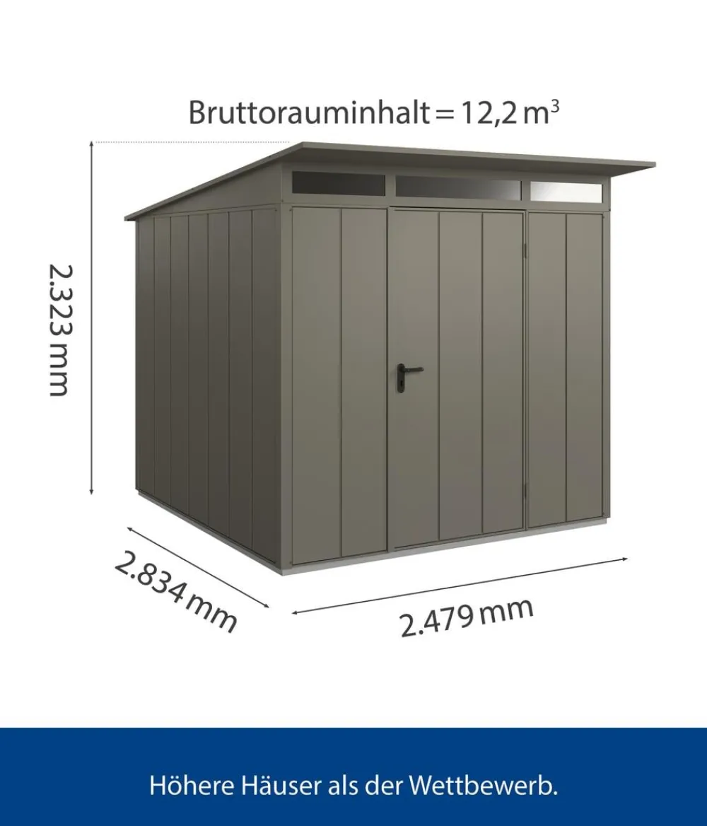 Hörmann Gartenhäuser & Gerätehäuser - Berry-Gerätehaus Modern-P Typ 2, ca. B247,9/H232,3/T283,4 cm Graualuminium