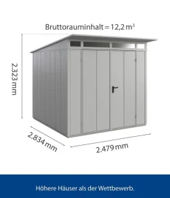 Hörmann Berry-Gerätehaus Modern-P Typ 2, ca. B247,9/H232,3/T283,4 cm Weißaluminium Discount