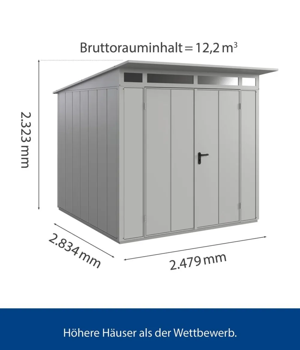 Hörmann Berry-Gerätehaus Modern-P Typ 2, ca. B247,9/H232,3/T283,4 cm Weißaluminium Discount