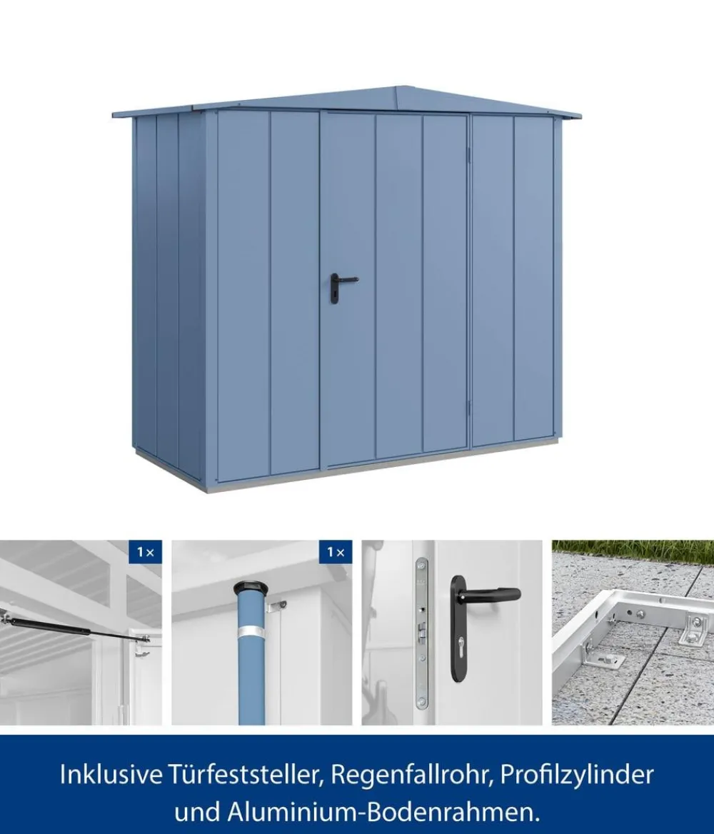 Hörmann Gartenhäuser & Gerätehäuser - Berry-Gerätehaus Modern-S Typ 1, ca. B258,8/H216/T121,3 cm Taubenblau