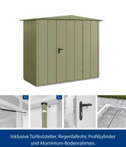 Hörmann Berry-Gerätehaus Modern-S Typ 1, ca. B258,8/H216/T121,3 cm Schilfgrün New