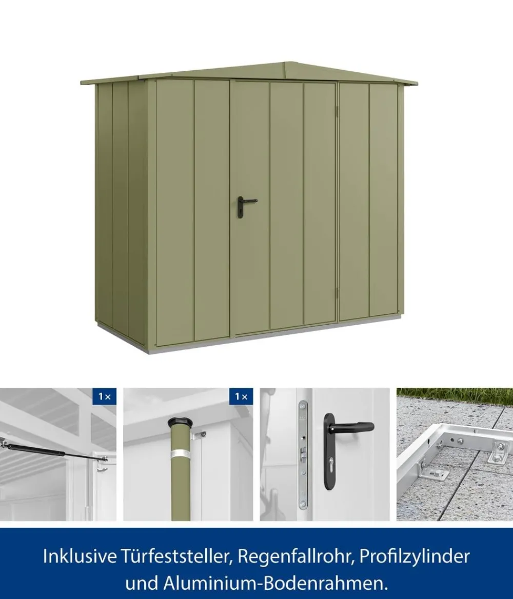 Hörmann Berry-Gerätehaus Modern-S Typ 1, ca. B258,8/H216/T121,3 cm Schilfgrün New
