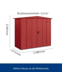 Hörmann Gartenhäuser & Gerätehäuser - Berry-Gerätehaus Modern-S Typ 1, ca. B258,8/H216/T121,3 cm Graualuminium