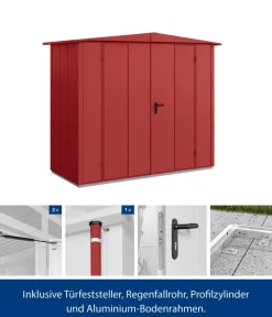 Hörmann Gartenhäuser & Gerätehäuser - Berry-Gerätehaus Modern-S Typ 1, ca. B258,8/H216/T121,3 cm Graualuminium