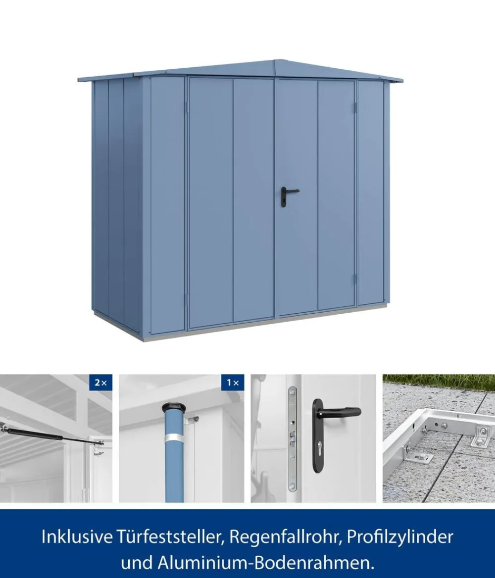 Hörmann Berry-Gerätehaus Modern-S Typ 1, ca. B258,8/H216/T121,3 cm Taubenblau