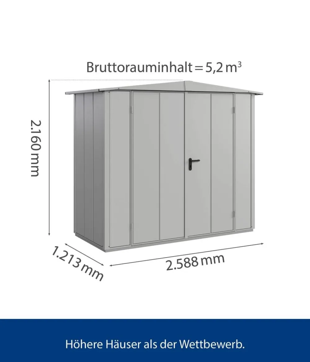 Hörmann Gartenhäuser & Gerätehäuser - Berry-Gerätehaus Modern-S Typ 1, ca. B258,8/H216/T121,3 cm Weißaluminium