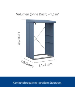 Hörmann Berry-Kaminholzregal Modern Taubenblau
