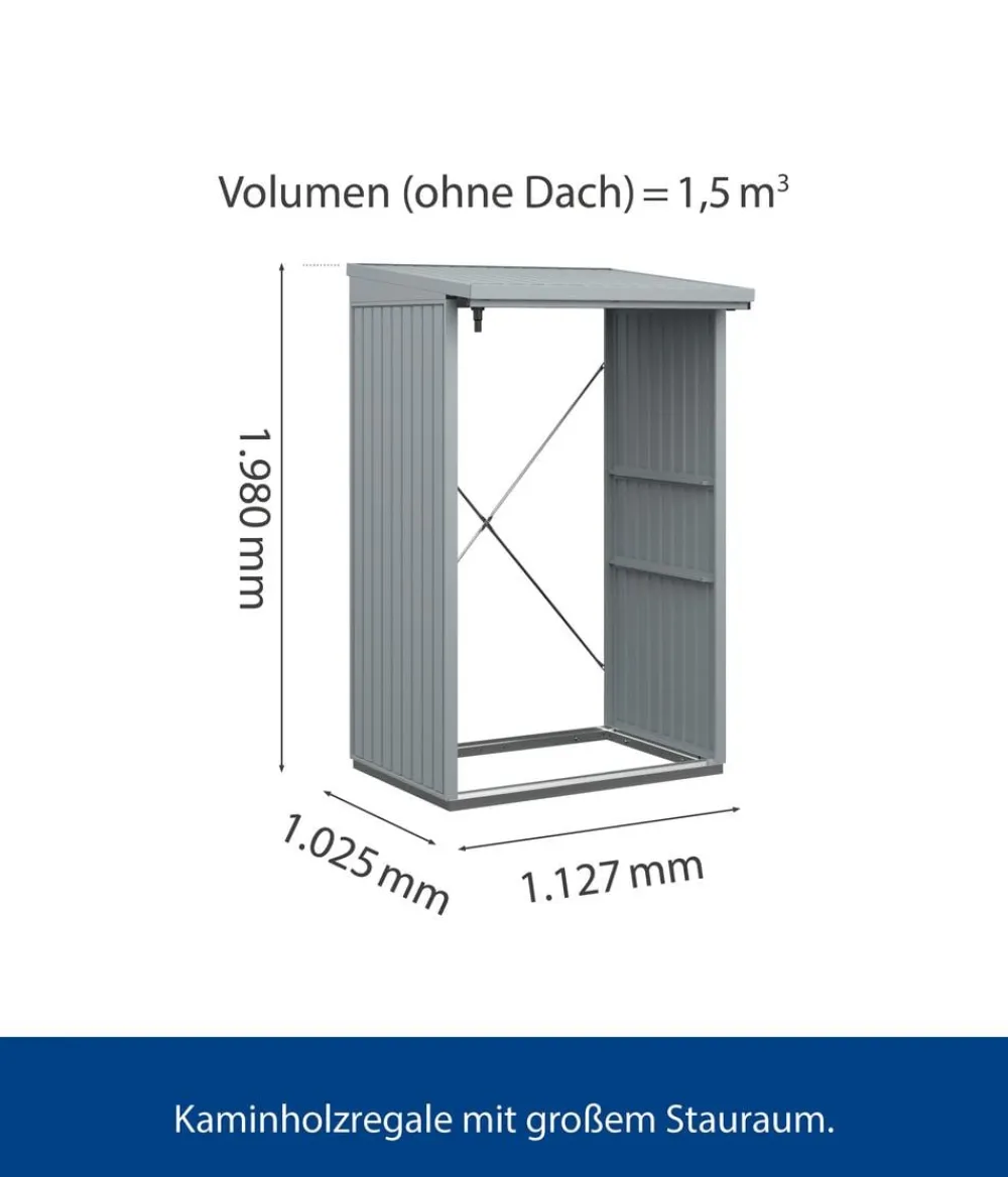 Hörmann Berry-Kaminholzregal Classic Fenstergrau Clearance