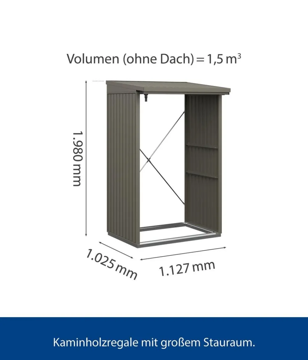 Hörmann Kaminholzregale - Berry-Kaminholzregal Modern Graualuminium