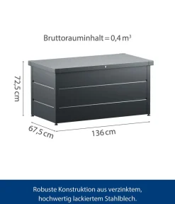 Hörmann Gartenbox Juno Modern 1320, 400 Liter, ca. B136/H72,5/T67,5 cm Anthrazit New