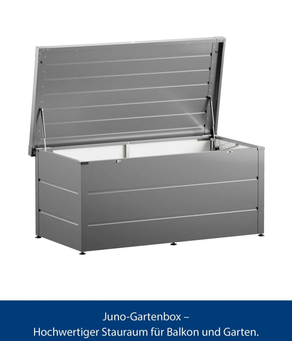 Hörmann Aufbewahrungsboxen - Gartenbox Juno Modern 1620, 700 Liter, ca. B166/H72,5/T87,5 cm Graualuminium