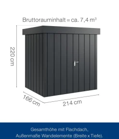 Hörmann Metallgerätehaus Juno JFD4 M-Sk Motiv Modern mit Doppeltür, ca. B229/H222/T181 cm Anthrazit New