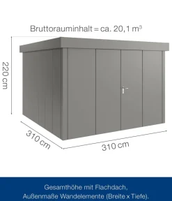 Hörmann Metallgerätehaus Juno JFD14 L-Sk Motiv Design mit Doppeltür, ca. B325/H222/T325 cm Graualuminium Sale