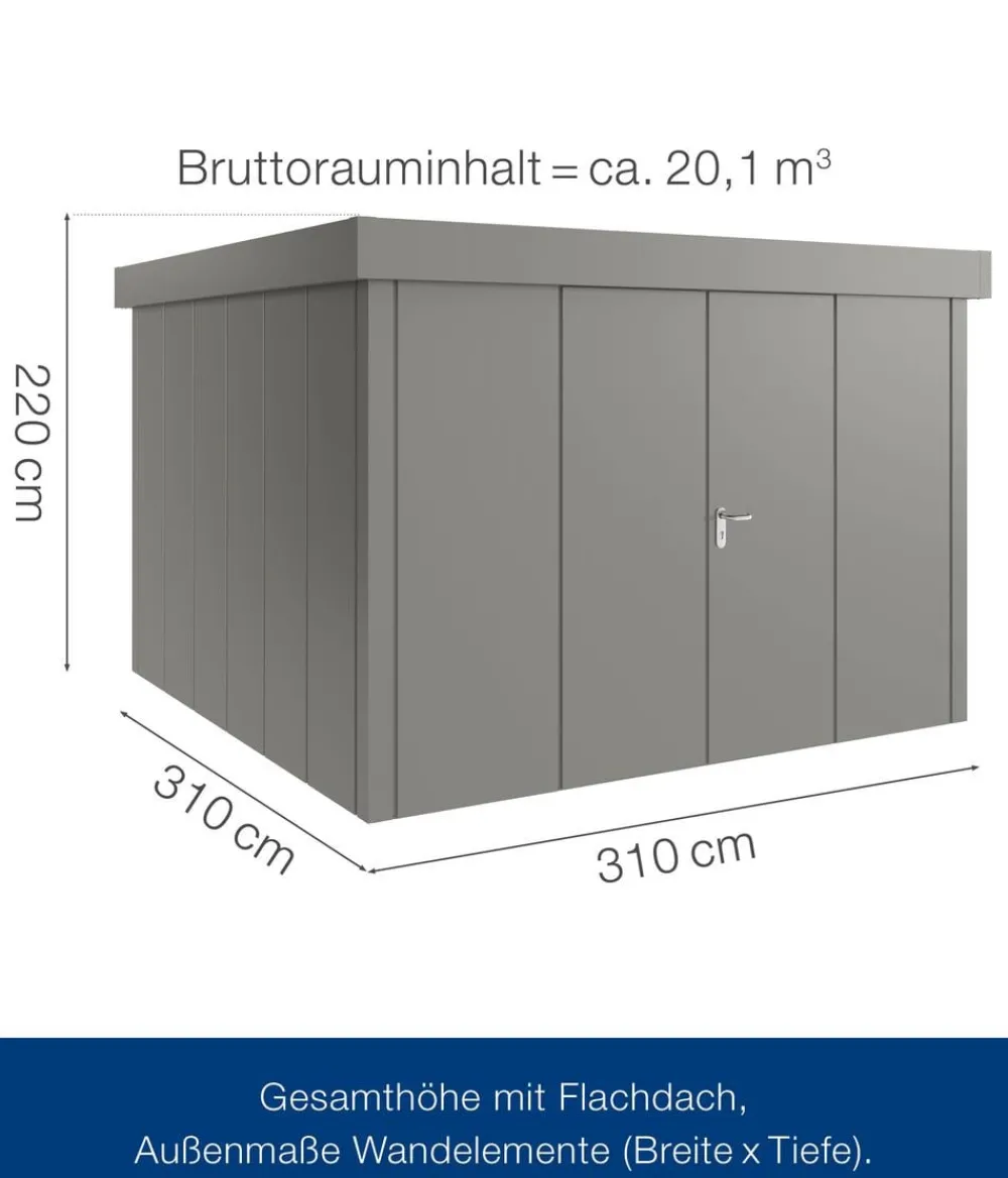 Hörmann Metallgerätehaus Juno JFD14 L-Sk Motiv Design mit Doppeltür, ca. B325/H222/T325 cm Graualuminium Sale