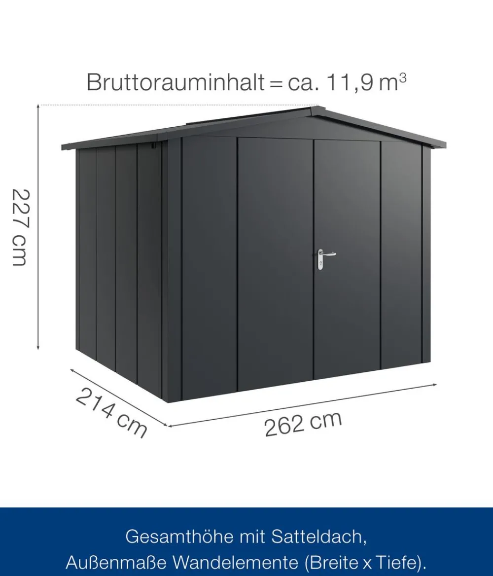Hörmann Gartenhäuser & Gerätehäuser > Metallgerätehaus Juno JSD9 L-Sk Motiv Design mit Doppeltür, ca. B285/H227/T237 cm