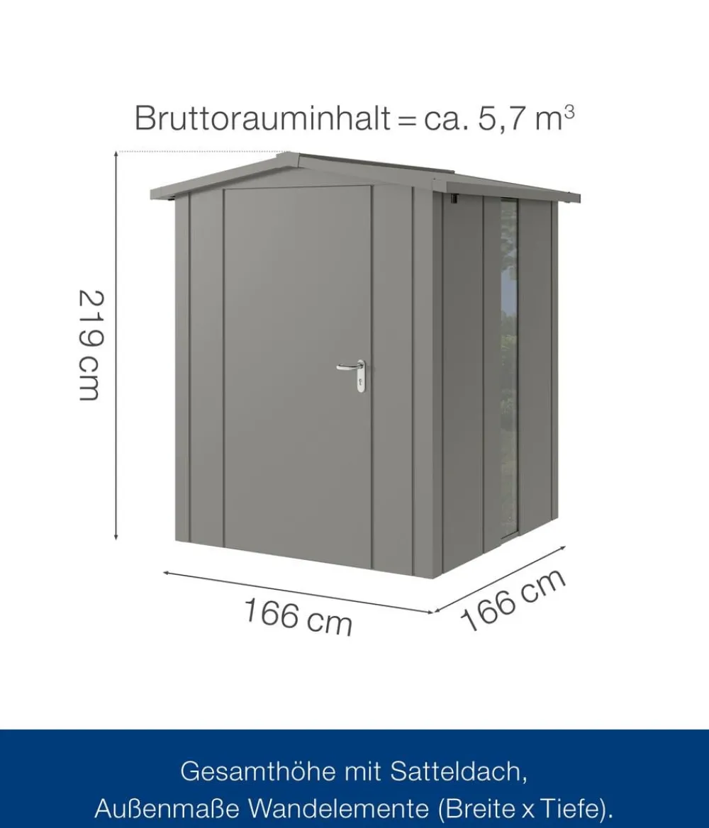 Hörmann Metallgerätehaus Juno JSD2 L-Sk Motiv Design bodentiefes Fenster, ca. B189/H219/T181 cm Graualuminium Hot