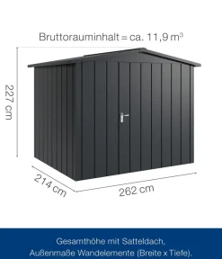 Hörmann Gartenhäuser & Gerätehäuser > Metallgerätehaus Juno JSD9 M-Sk Motiv Modern, ca. B285/H227/T237 cm