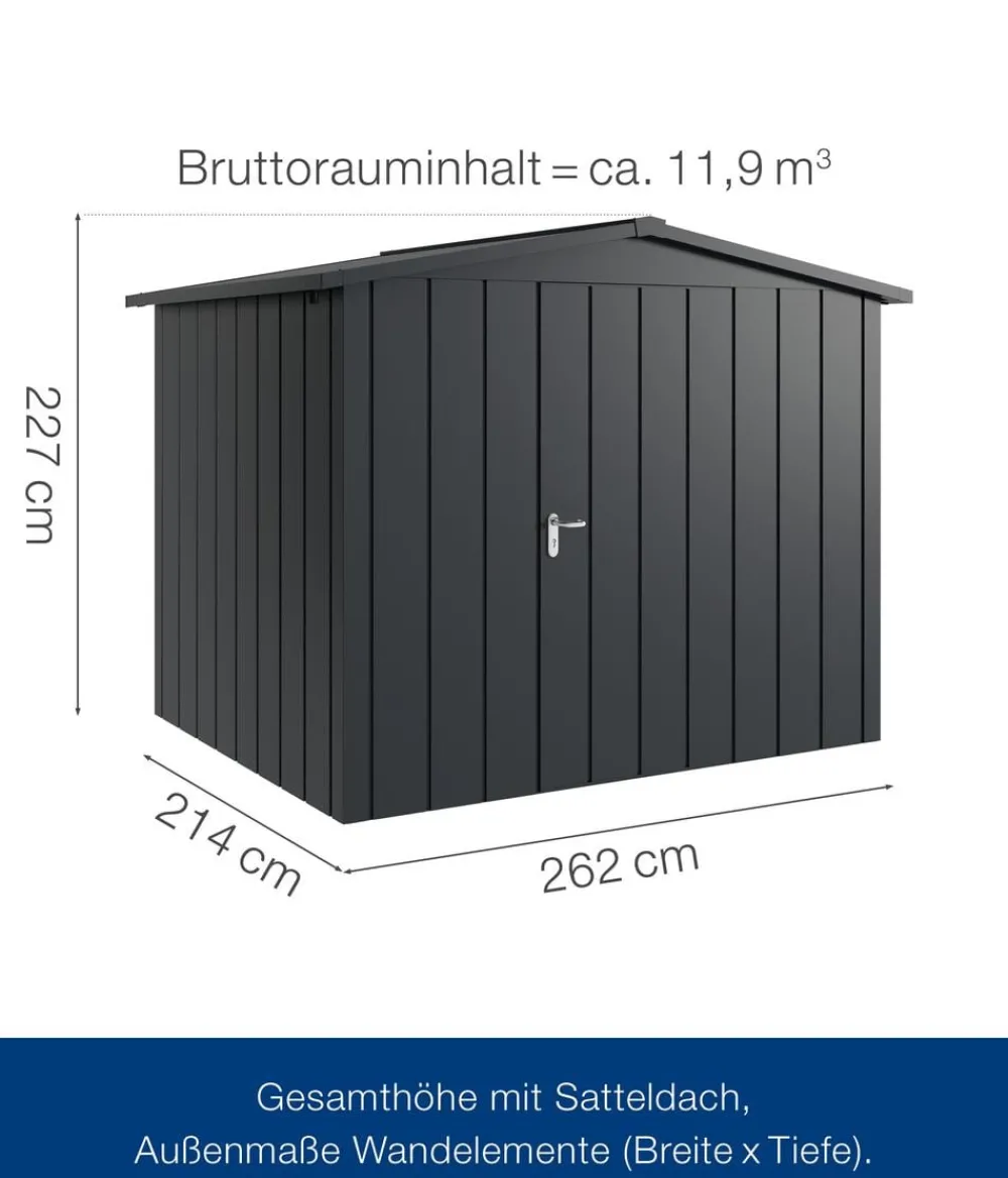 Hörmann Gartenhäuser & Gerätehäuser > Metallgerätehaus Juno JSD9 M-Sk Motiv Modern, ca. B285/H227/T237 cm