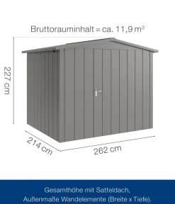 Hörmann Metallgerätehaus Juno JSD9 M-Sk Motiv Modern, ca. B285/H227/T237 cm Graualuminium Discount