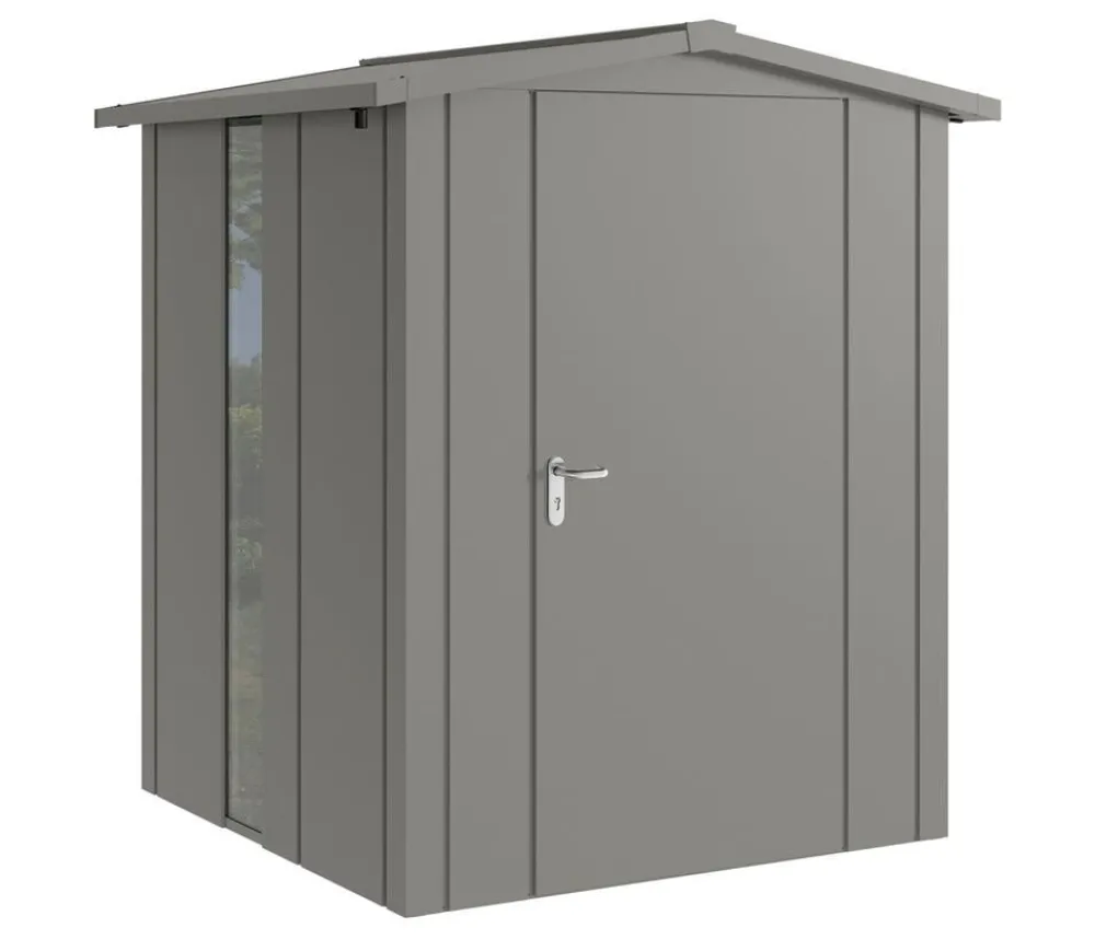 Hörmann Gartenhäuser & Gerätehäuser - Metallgerätehaus Juno JSD2 L-Sk Motiv Design bodentiefes Fenster, ca. B189/H219/T181 cm Graualuminium