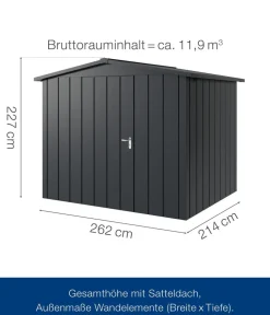 Hörmann Gartenhäuser & Gerätehäuser - Metallgerätehaus Juno JSD9 M-Sk Motiv Modern, ca. B285/H227/T237 cm Anthrazit