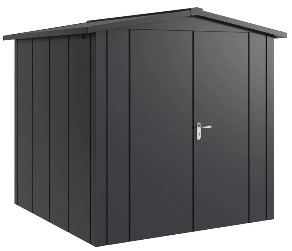 Hörmann Gartenhäuser & Gerätehäuser - Metallgerätehaus Juno JSD5 L-Sk Motiv Design mit Doppeltür, ca. B237/H223/T229 cm Anthrazit