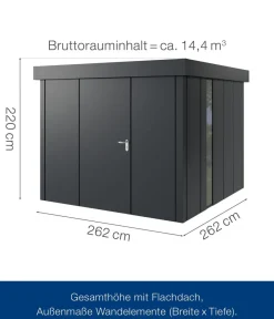 Hörmann Gartenhäuser & Gerätehäuser > Metallgerätehaus Juno JFD10 L-Sk Motiv Design, ca. B277/H222/T277 cm