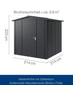 Hörmann Gartenhäuser & Gerätehäuser > Metallgerätehaus Juno JSD5 L-Sk Motiv Design, ca. B237/H223/T229 cm