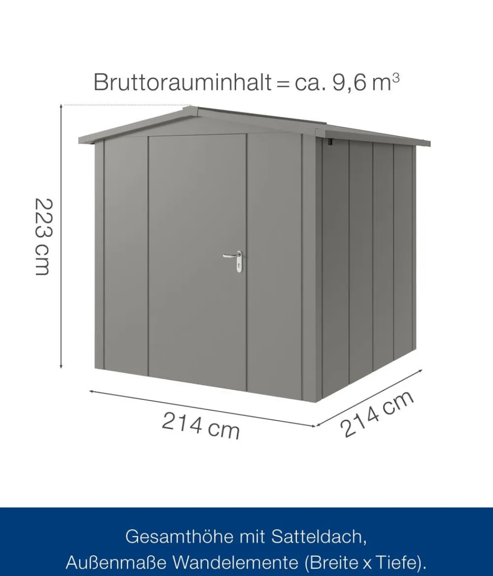 Hörmann Metallgerätehaus Juno JSD5 L-Sk Motiv Design, ca. B237/H223/T229 cm Graualuminium Clearance
