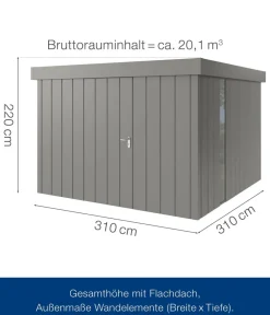 Hörmann Metallgerätehaus Juno JFD14 M-Sk Motiv Modern bodentiefes Fenster, ca. B325/H222/T325 cm Graualuminium Clearance