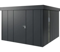 Hörmann Gartenhäuser & Gerätehäuser - Metallgerätehaus Juno JFD14 L-Sk Motiv Design bodentiefes Fenster, ca. B325/H222/T325 cm Graualuminium