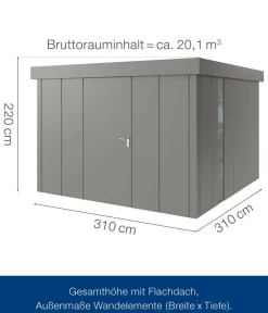 Hörmann Metallgerätehaus Juno JFD14 L-Sk Motiv Design bodentiefes Fenster, ca. B325/H222/T325 cm Graualuminium Best