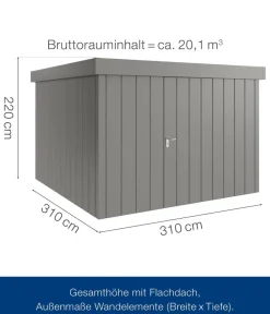 Hörmann Gartenhäuser & Gerätehäuser - Metallgerätehaus Juno JFD14 M-Sk Motiv Modern, ca. B325/H222/T325 cm Graualuminium
