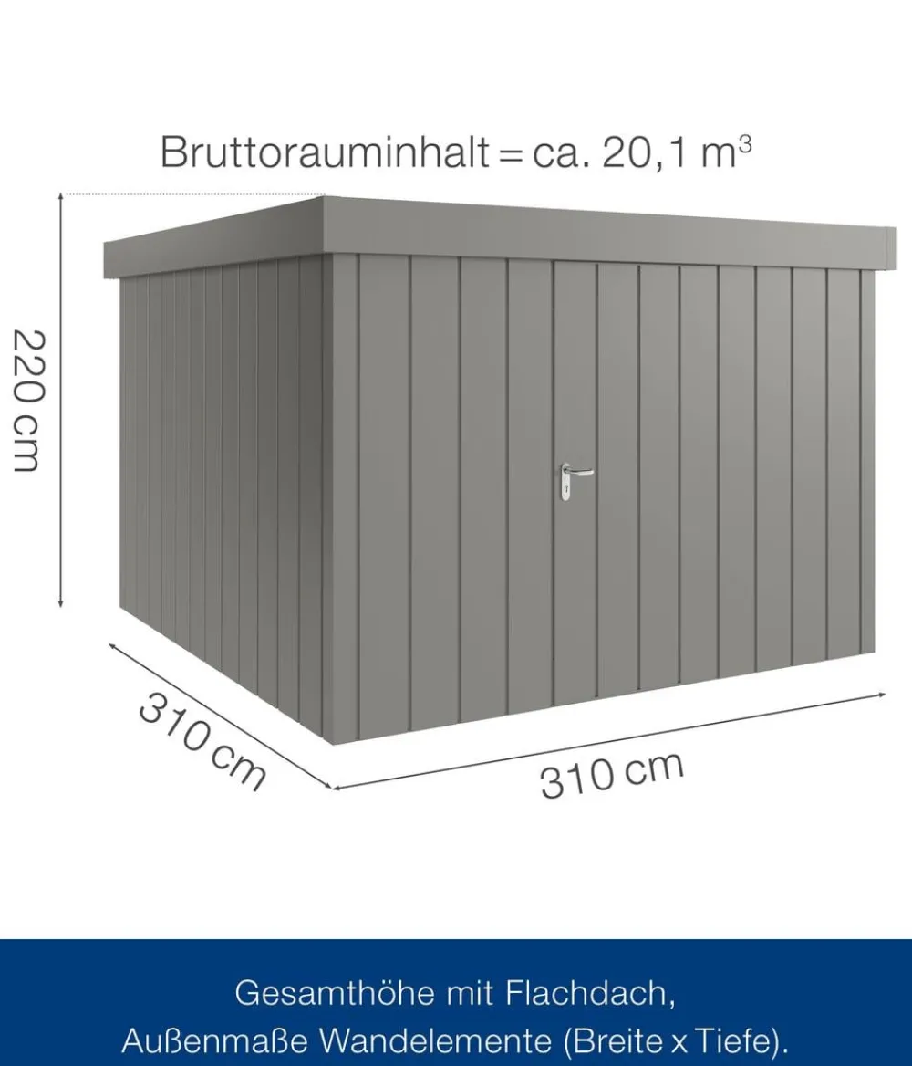 Hörmann Gartenhäuser & Gerätehäuser - Metallgerätehaus Juno JFD14 M-Sk Motiv Modern, ca. B325/H222/T325 cm Graualuminium